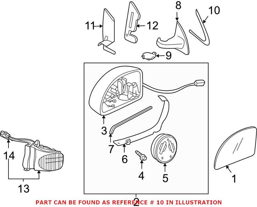 Door Mirror Gasket Driver Side Genuine VW/Audi 1C0853493E